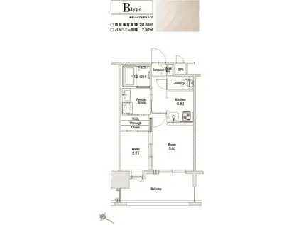 エンクレスト博多駅前ART(2K/14階)の間取り写真