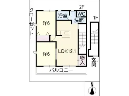 フレーズ A棟(2LDK/2階)の間取り写真