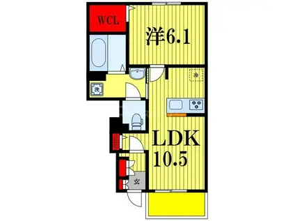 ガーデナーズ サン(1LDK/1階)の間取り写真