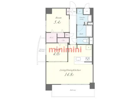 グランコート高槻(2LDK/4階)の間取り写真