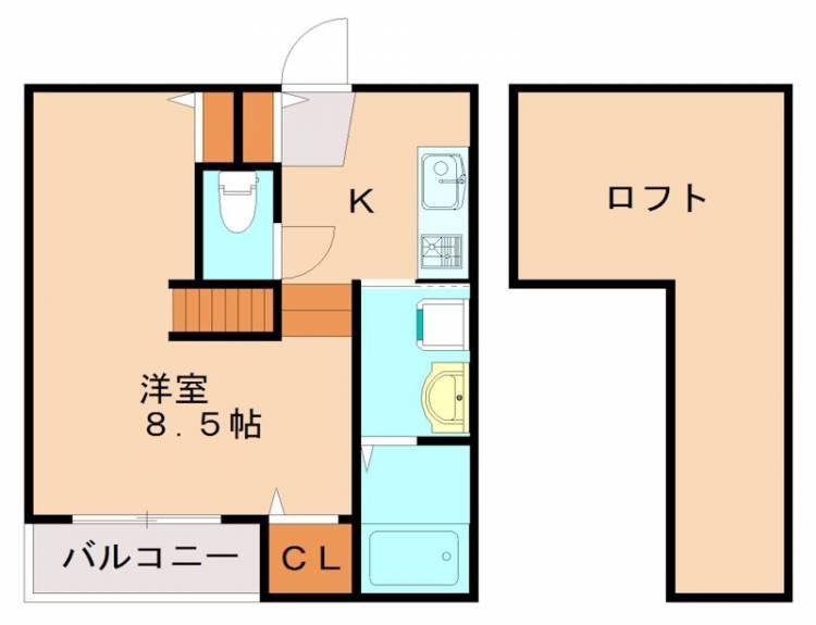 CIELO GARDEN 折立(1K/1階)の間取り写真