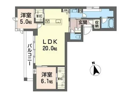 ヴィオラ・ボヌール(2LDK/2階)の間取り写真