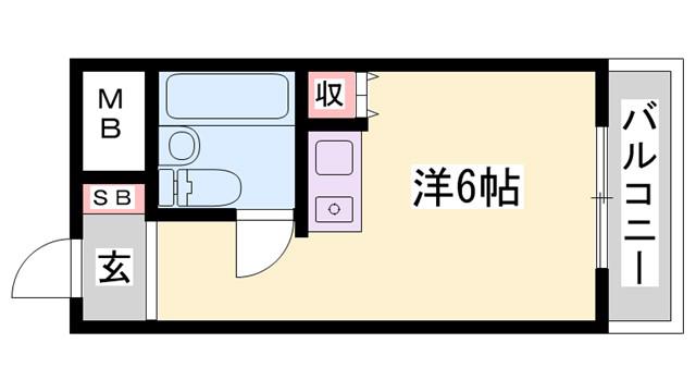 デアリックス広畑(ワンルーム/6階)の間取り写真