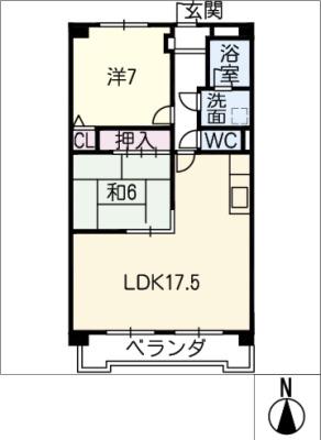 ハイムビーオールII(2LDK/1階)の間取り写真