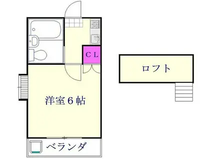 ノースバレー(1K/2階)の間取り写真