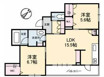 アズール庚午北(2LDK/2階)の間取り写真