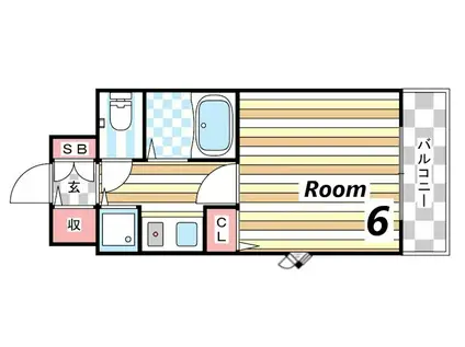 イトーピア三宮アーバンステージ(1K/2階)の間取り写真