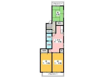 サンテラス蜆塚(3LDK/1階)の間取り写真
