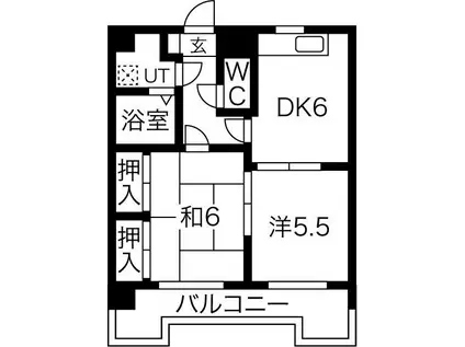 サンデンハイツ金山(2DK/6階)の間取り写真
