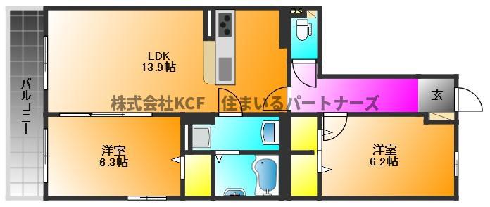 GRAN GRACE久留米南(2LDK/1階)の間取り写真