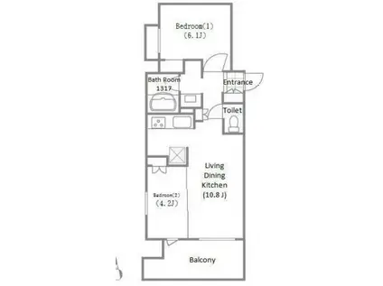 クレストコート吾妻橋レジデンス(2LDK/3階)の間取り写真