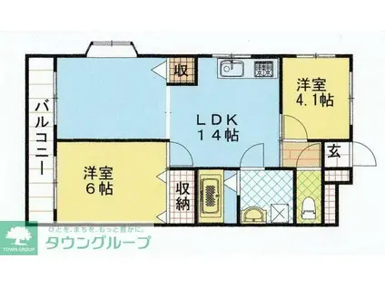 ウエストパレス蕨1 912050(2LDK/3階)の間取り写真