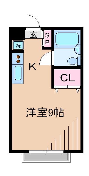 グリーンライン 日吉本町駅 徒歩7分 2階建 築35年(ワンルーム/2階)の間取り写真