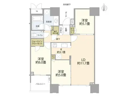 DEUX TOURS ウエスト(2LDK/31階)の間取り写真