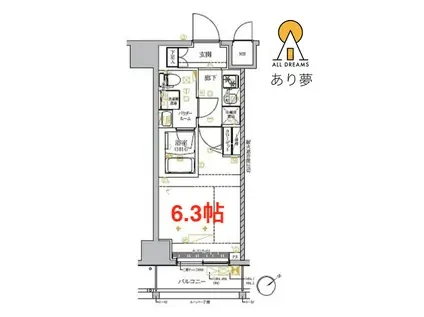 RELUXIA GRANDE 横濱吉野町(1K/3階)の間取り写真
