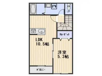 エクセレンス西花尻(1LDK/2階)の間取り写真