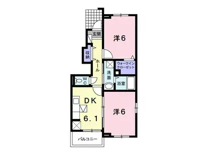 秋桜ミディII(2DK/1階)の間取り写真
