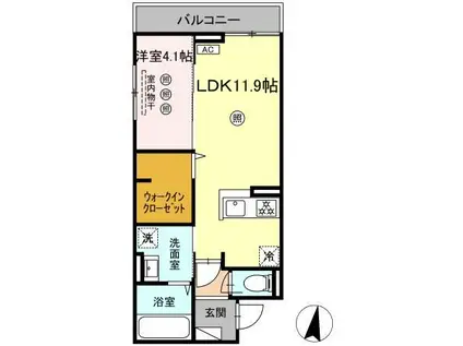 カサグランデ松山(1LDK/2階)の間取り写真