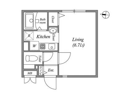 MODULOR池上(1K/2階)の間取り写真
