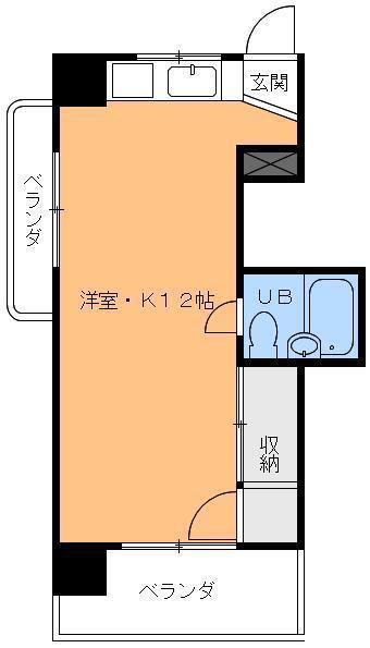 豊洋ハイツ(ワンルーム/2階)の間取り写真