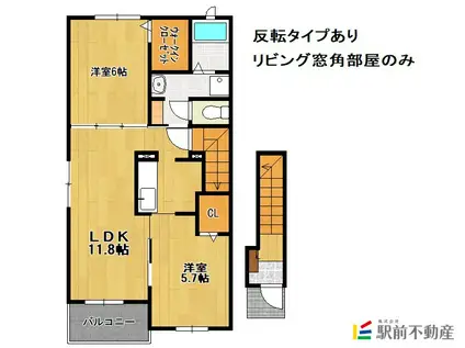 メゾン・ド・グラン(2LDK/2階)の間取り写真