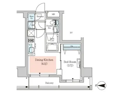 アーバネックス深川住吉II(1DK/6階)の間取り写真