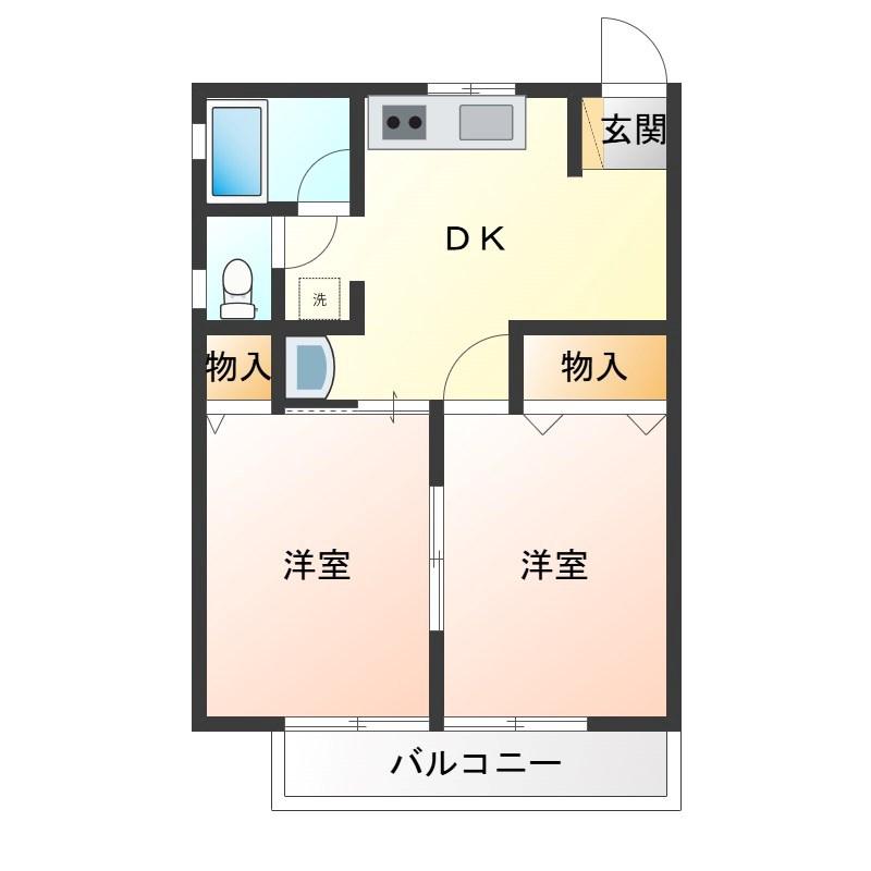 コーポ昴II(2DK/2階)の間取り写真