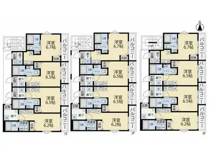 うみかぜハイツII(ワンルーム/2階)の間取り写真