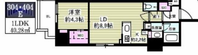 ミリアレジデンス根岸柳通(1LDK/1階)の間取り写真