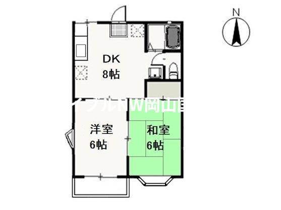 シャトレイーストA(2DK/1階)の間取り写真