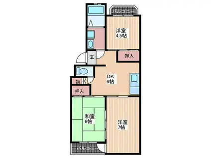 第3高木ビル(3DK/4階)の間取り写真