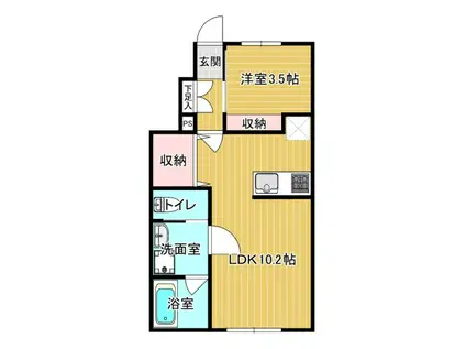 ASTORIA A(1LDK/1階)の間取り写真