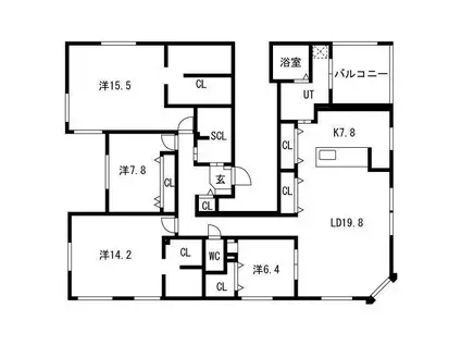シャルール(4LDK/4階)の間取り写真