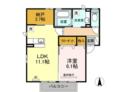 カサブランカ(1SLDK/1階)の間取り写真