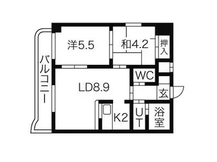 エンドレス三井平和通I(2LDK/2階)の間取り写真
