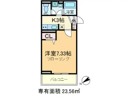 エスポワール´17(1K/2階)の間取り写真