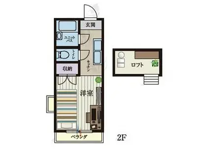 BCASA川越南大塚RE-BORN(ワンルーム/2階)の間取り写真