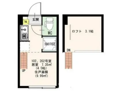 ラ・フォレスタ(ワンルーム/2階)の間取り写真