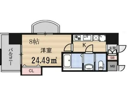 LUXE新大阪イーストII(1K/7階)の間取り写真