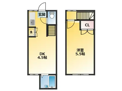ビーンズハウス(1DK/1階)の間取り写真