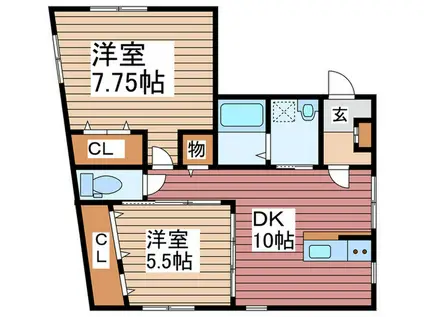 グランデセオ(2DK/3階)の間取り写真