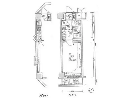 グランティアラ浅草(1K/2階)の間取り写真