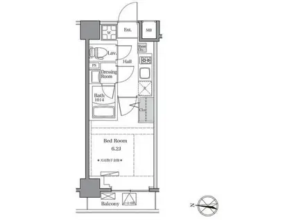 BLUROCK東品川(1K/3階)の間取り写真