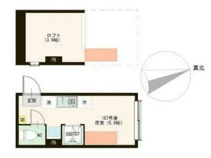 URBAN TERRACE ときわ台(ワンルーム/1階)の間取り写真