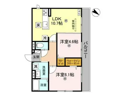 GRAMM桂北滝川 B棟(2LDK/1階)の間取り写真