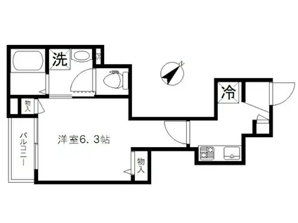 ル・シエル学芸大学(1K/2階)の間取り写真