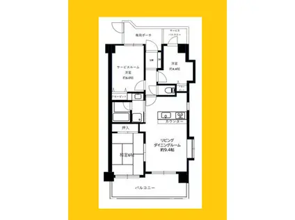 ビックヴァン横浜西(3LDK/6階)の間取り写真