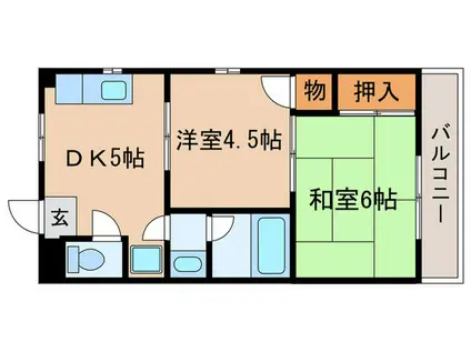 ダイユハイツA(2DK/1階)の間取り写真