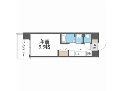 アドバンス大阪城東ブロード(1K/6階)の間取り写真