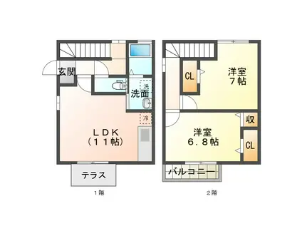 ドルフ須磨(2LDK/1階)の間取り写真